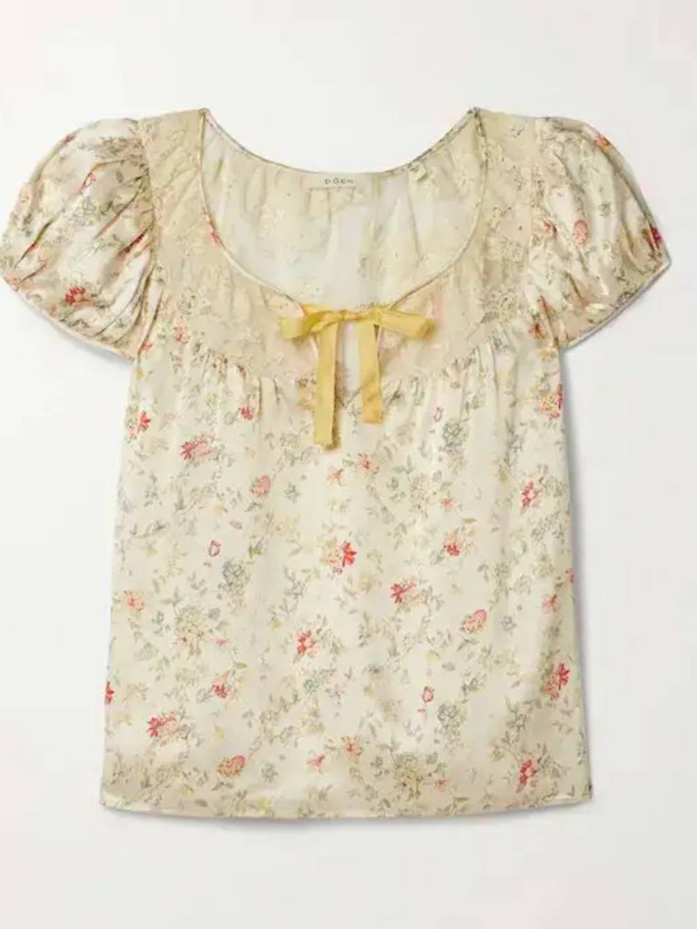 Doen Camri Floral Silk Top Lace Trim Size XS